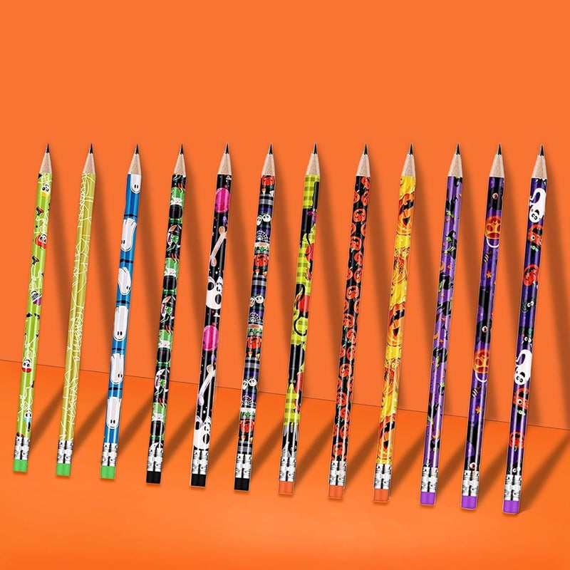 EMPCYDIA 48 Halloween Pencils Bulk with Erasers for Kids, Cute Wood Pencils with Colorful Halloween Themed Design for Kid Trick o2r Treat Gift Prize, Party Favor, Classroom Reward (7.5in Length) - Image 5